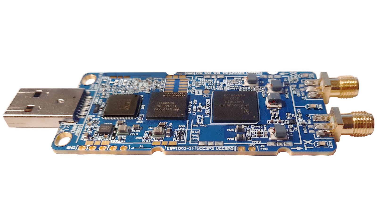 LimeSDR Mini 2.0 prototype at an angle