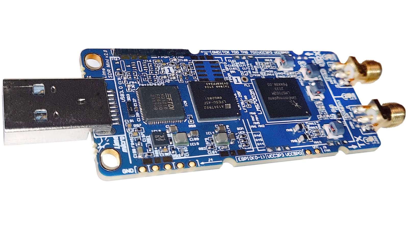 LimeSDR Mini 2.0 prototype at an angle