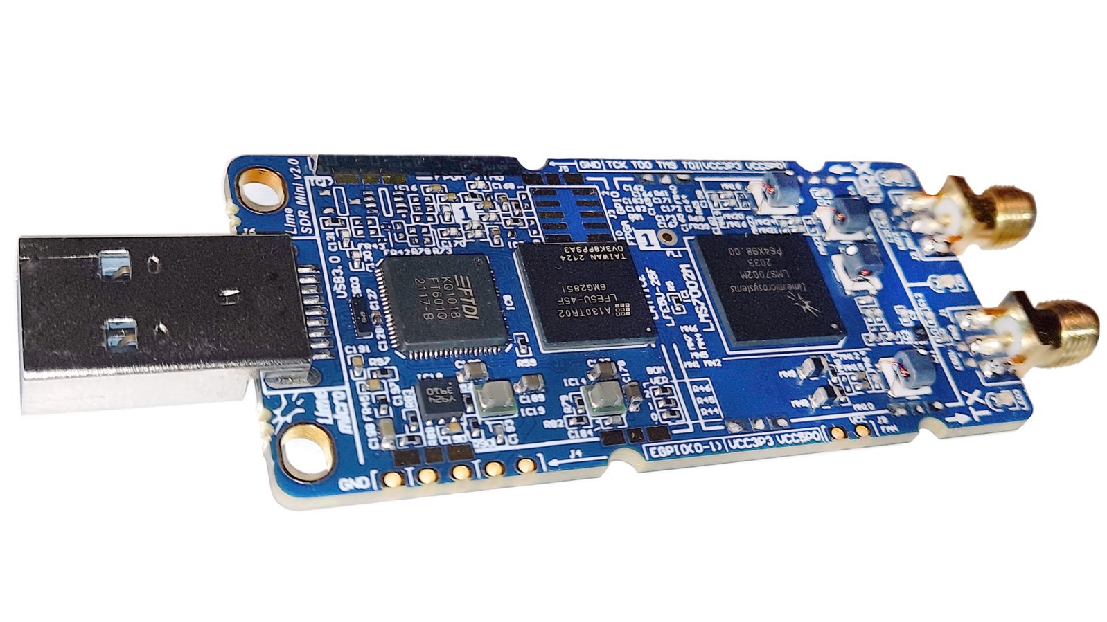 LimeSDR Mini 2.0 prototype at an angle