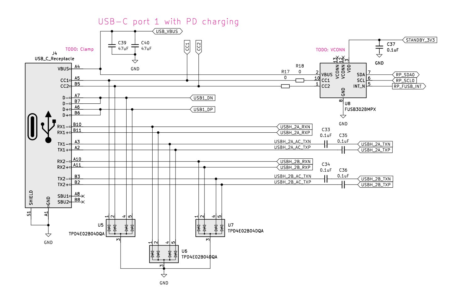 MNT Reform Next Schematic: Left Port Board USB-C