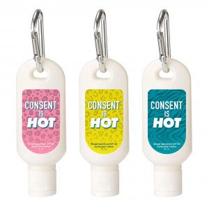 Consent Is Hot Sunscreen Carabiner